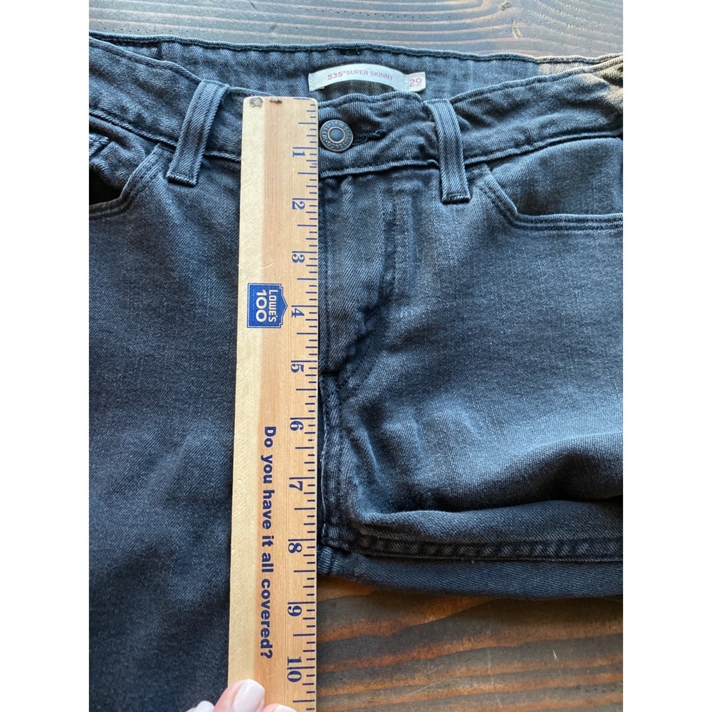 Levis 535 Super Skinny Jeans 29 Dark Wash Black Denim Minimalist Classic Pants - Picture 11 of 13